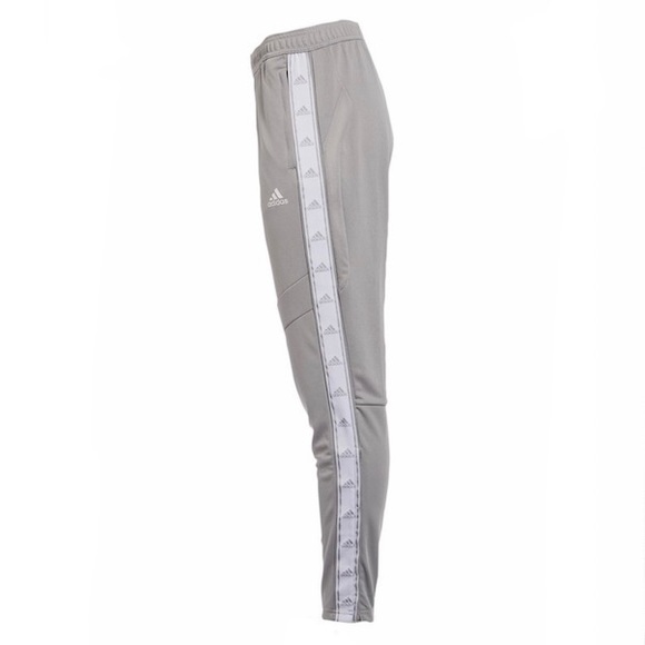Team Mid Grey & White Side-Tape Tiro Track Pants, S - Picture 4 of 5
